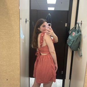 SHEIN ruffle strap tie dress